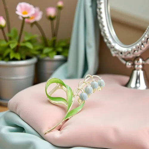 Vista 4 de Lily of the Valley - Accesorios para el cabello con flores, horquillas de metal, pinzas para cabello grueso y fino