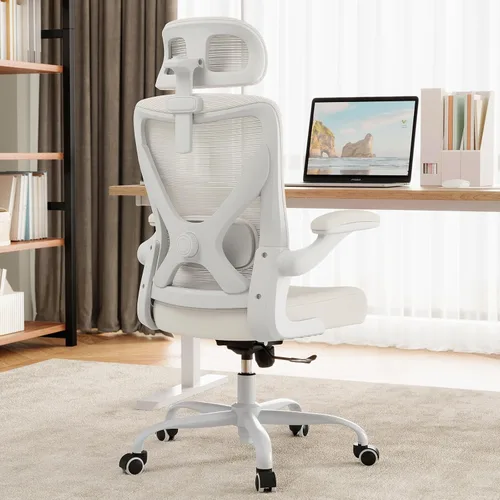Vista 15 de Silla de oficina ergonómica negra: silla de escritorio de malla cómoda con Negro