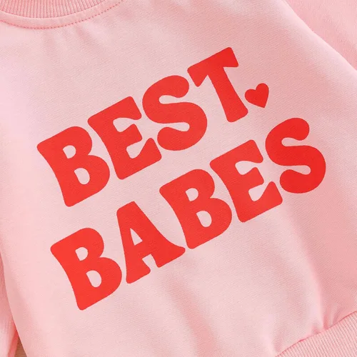 Vista 48 de Traje de San Valentín para bebé, niña, niño, traje de San Valentín, sudadera de manga larga con estampado de corazón