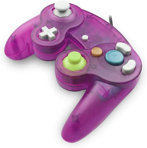 Vista 3 de AreMe Classic - Controlador con cable de extensión compatible con Wii Gamecube GC Console morado transparente