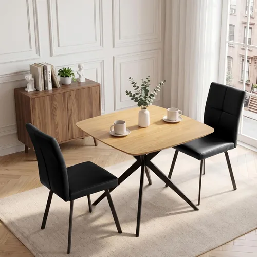 Vista 14 de HIPIHOM Oak Dining Table for Small Spaces, Solid Wood Kitchen Table for 2-4
