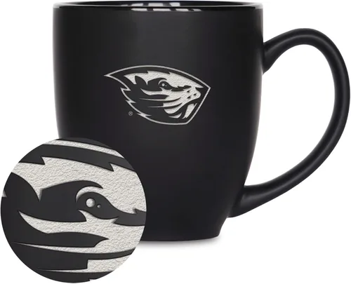 Vista 348 de Rico Industries - Taza de cerámica mate negra con grabado láser estándar de 15oz para NCAA (escuelas T & U) - Para bebidas calientes o frías