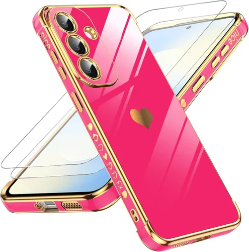 Vista 75 de LeYi Funda para Motorola-G 2025: Love Heart Plating Luxury, Negro