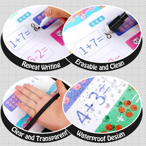 Vista 5 de Teling 150 bolsillos de borrado en seco reutilizables a granel para boletos de trabajo, protector de manga de plástico transparente, funda
