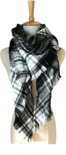 Vista 87 de Wander Agio - Bufanda envolvente con diseño a cuadros o triangular para mujer, cálida y larga, de punto, sensación de cachemira, chal
