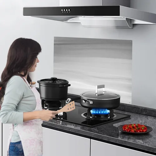 Vista 7 de Panel de protección contra salpicaduras de acero inoxidable de 36 x 24 pulgadas para pared de cocina, resistente al calor y a las manchas, fácil