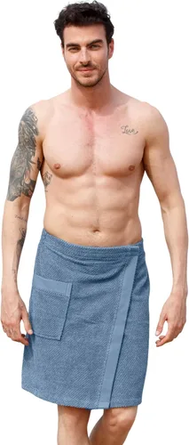 Vista 9 de Men’s Spa Bath Terry Towel Wrap Robe - 100% Turkish Cotton Body Shower Wrap with Adjustable Closure - OEKO-TEX® Certified