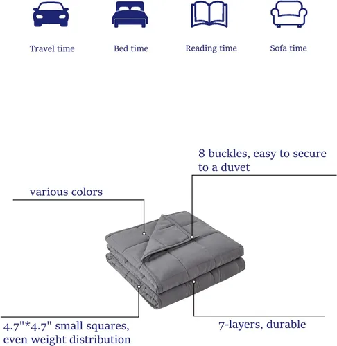 Vista 5 de BB BLINBLIN Manta pesada para adultos, calma y sueño, material suave y cómodo de primera calidad y cuentas de vidrio
