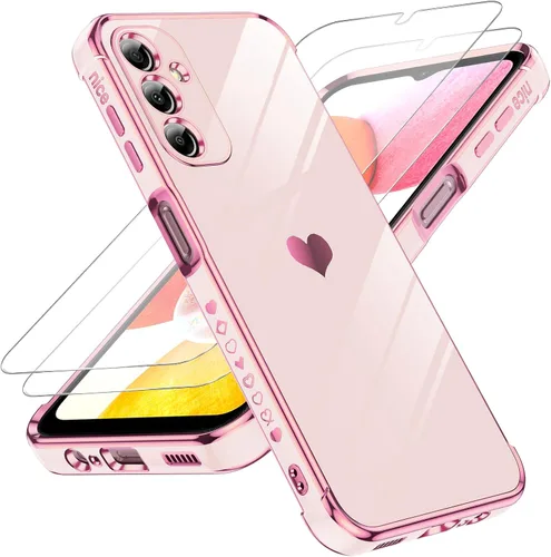 Vista 76 de LeYi Funda para Motorola-G 2025: Love Heart Plating Luxury, Negro