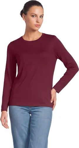 Vista 38 de Lands' End - Camiseta de manga larga, cuello redondo y holgada de algodón Supima cultivado en EE. UU. para mujer Blanco