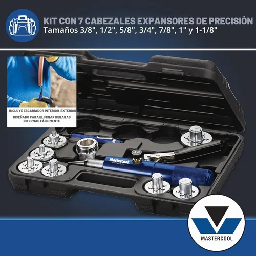 Vista 3 de Mastercool 71600-A Hydra-Swage Kit de expansor de tubo de 7 cabezales