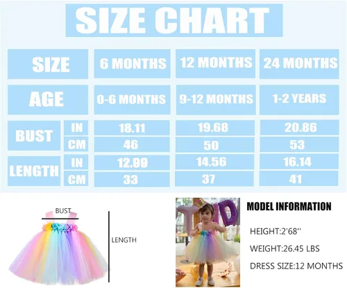 Vista 4 de Toddler Girls Party Tutu Dress with Headband Unicorn Mermaid Tulle Costume for Infant Girl 6-24 Months