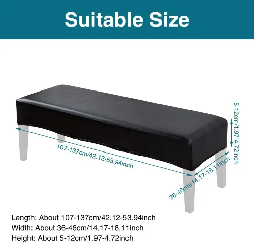 Vista 6 de Tookie Funda de cuero sintético suave y elástica para banco de comedor, impermeable, elástica, extraíble, para cocina, comedor, protector de asiento