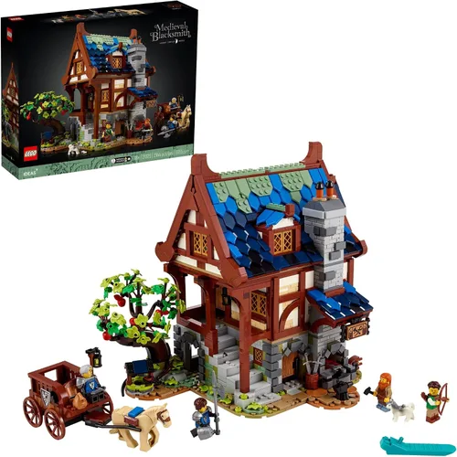 Vista 8 de LEGO Ideas Medieval Blacksmith 21325 - Juego de construcción, kit de modelo para adultos para construir, casa de exhibición coleccionable