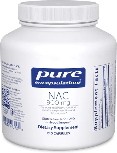Vista 8 de Pure Encapsulations NAC 900 mg - Suplemento de aminoácido N-acetil cisteína para apoyo pulmonar e inmunológico, hígado y antioxidantes* - 120