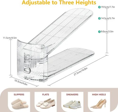Vista 4 de Paquete de 12 Organizador de Ranuras para Zapatos para Closet, Apilador de Zapatos Ajustable y Ahorrador de Espacio, Almacenamiento de Zapatos