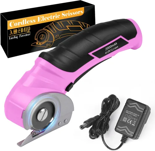 Vista 8 de Tijeras eléctricas inalámbricas para el Día del Padre, regalos de hija e hijo, cortador de cajas eléctrico para reciclaje de cartón, hoja rotativa