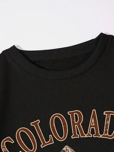 Vista 3 de GORGLITTER Sudadera con estampado de letras para hombre, casual, cuello redondo, manga larga, sin botones