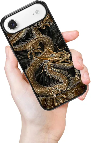 Vista 2 de Funda para iPhone Air - Funda de teléfono con patrón de dragón dorado chino - Funda de TPU con protección de absorción de impactos