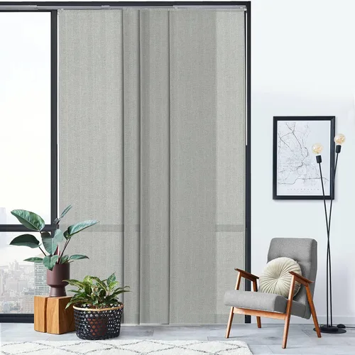 Vista 2 de GoDear Design Persianas Verticales Deslizantes Ajustables para Puertas Corredizas de Vidrio 45.8"- 86" W x 96" H, Persianas de Riel de Panel Abedul