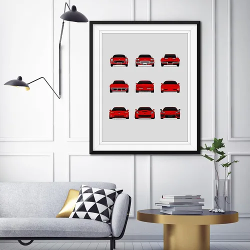 Vista 8 de Custom Car Posters Póster hecho a mano compatible con Chevy Corvette Generations e impresión de Chevrolet Corvette (C1 C2 C3 C4 C5 C6 C7 C8) – 2A.