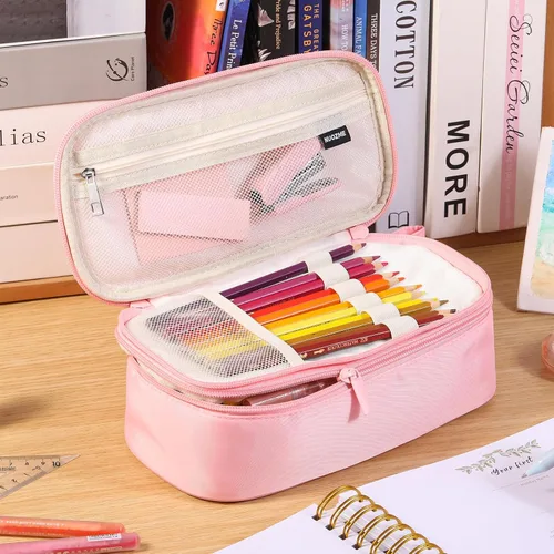 Vista 8 de Estuche Grande para Lápices, Bolsa de Lápices de Gran Capacidad, Bolsa de Lápices Personalizada con Inicial con Cremallera Suave, Múltiples