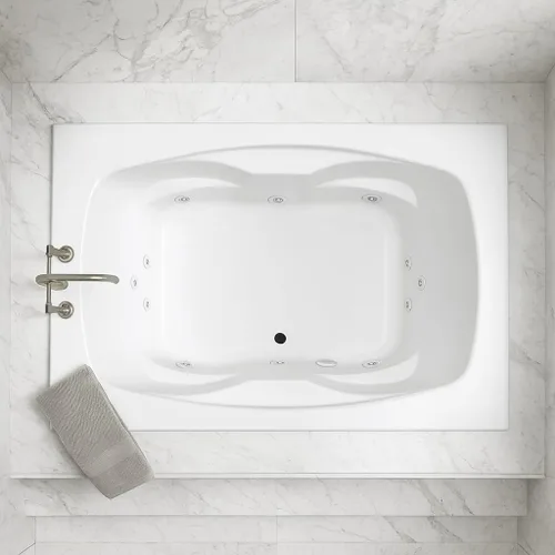 Vista 2 de Carver Tubs - AR6042 - Bañera moderna de hidromasaje de agua de fibra de vidrio acrílica, con 12 chorros - Bañera rectangular de acrílico blanco