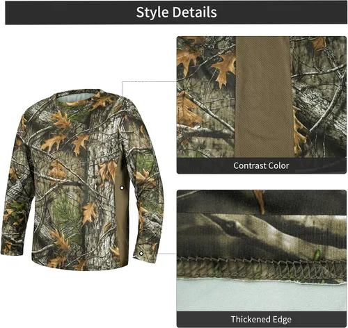Vista 4 de LOOGU Camisa de camuflaje ligera para hombre, camisa de caza de pavos, camisas de camuflaje para hombre, camisa de manga larga