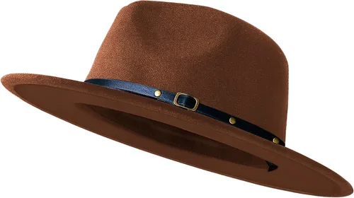 Vista 28 de Sombreros de ala ancha tipo Fedora para mujeres y hombres, sombrero de vestir de dos tonos, sombrero de fieltro tipo Panamá en dos tallas para Negro