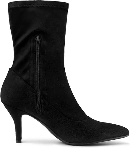 Vista 7 de Allegra K Botines elásticos con punta puntiaguda y tacones de aguja para mujer