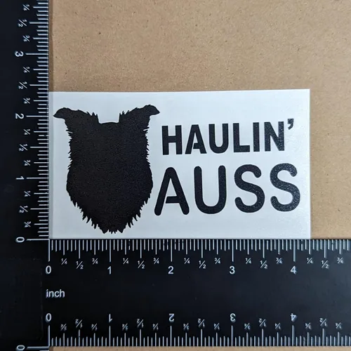 Vista 6 de Paquete de 4 calcomanías de pastor australiano: Haulin' Auss, latido del corazón australiano, corazón de pastor australiano, calcomanías detalladas