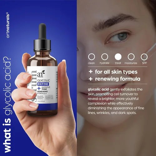Vista 2 de ArtNaturals - Suero facial de ácido glicólico, vitamina C y aloe vera, exfolia y minimiza los poros, reduce el acné, los brotes y la apariencia