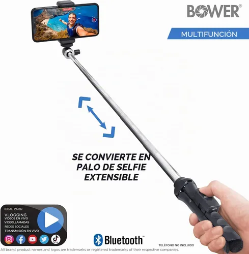 Vista 6 de Bower Multipod 6 en 1 trípode selfie stick con obturador remoto para teléfonos inteligentes