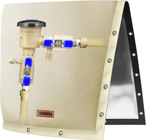 Vista 13 de TOHONFOO - Cubierta de tubería para prevención de reflujo abierto de 2 vías, 16 pulgadas de ancho x 20 pulgadas de alto, beige