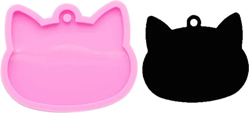 Vista 5 de Angel Wings Molde de silicona brillante y encantador estilo gato, etiqueta para mascotas, mini molde de silicona para etiqueta de gato, llavero