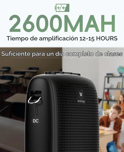 Vista 3 de Mini amplificador de voz inalámbrico personal con 2 micrófonos Bluetooth Micrófono y altavoz portátiles, sistema de altavoces PA recargable de 15