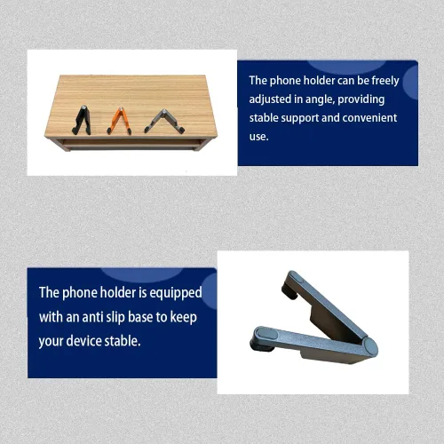 Vista 3 de JZD Soporte plegable para teléfono celular, totalmente ajustable, plegable, soporte para teléfono de escritorio, soporte de cuna, accesorios
