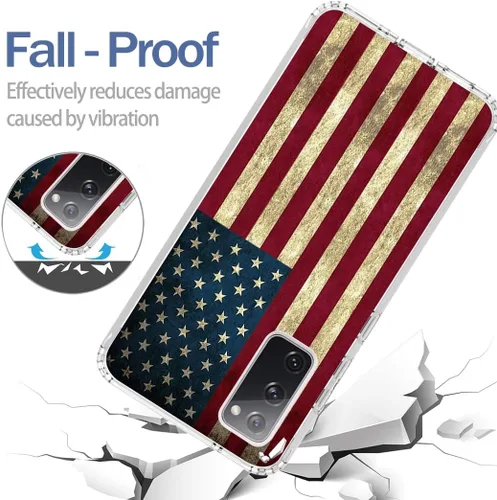 Vista 7 de Funda de teléfono para Galaxy S20 5G, Samsung S20 SM-G981U con protector de pantalla de vidrio templado, bonito patrón de bandera transparente