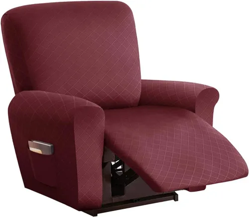 Vista 9 de vctops Funda reclinable con diamantes de 4 piezas, funda elástica para sofá reclinable de 1 plaza, protector suave y sólido para muebles con correa