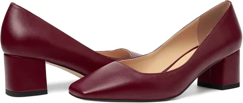 Vista 6 de Zapatos de tacón bajo grueso mate con punta cuadrada para mujer, 2.2 pulgadas