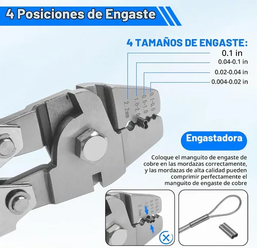 Vista 5 de Kit de herramientas de crimpado de pesca, herramienta de crimpado de alambre, alicates de crimpado de pesca de acero inoxidable con 300 piezas