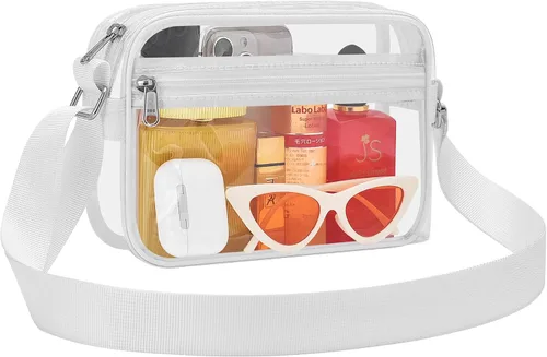 Vista 11 de MAY TREE Clear Bag for Stadium Events Clear Messenger Bag Suitable for Concert Outfits and Sports Events