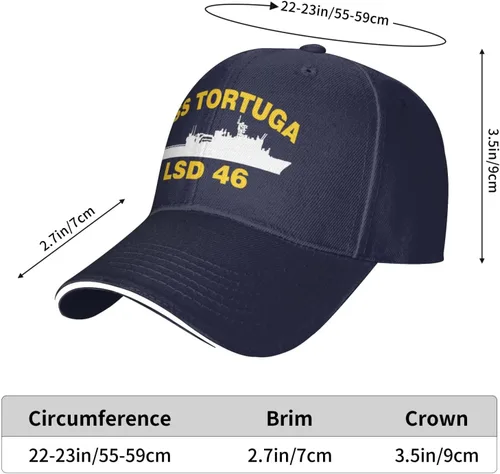 Vista 6 de Chewyz USS Tortuga LSD 46 Baseball Cap Mens Sandwich Cap Trucker Dad Hats Navy Blue