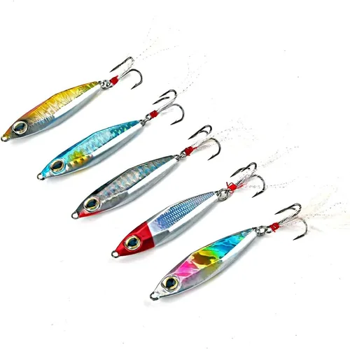 Vista 2 de Sougayilang Señuelos de pesca de plantillas, cucharas de metal para hundimiento, cebo micro jigging