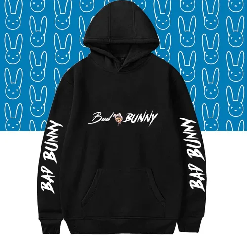 Vista 7 de NUFR Sudadera unisex con capucha con estampado 3D de Bad Bunny para hombres y mujeres
