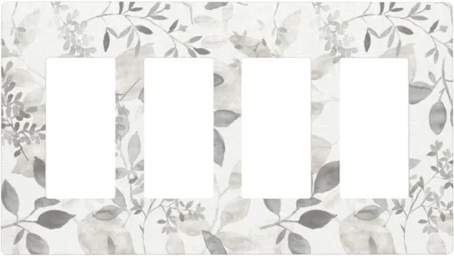 Vista 126 de Placa de Pared en Blanco de 1-Gang Sin Dispositivo Beige Lindo Vintage Boho de los 70s Hongo Fungus Planta Floral Botánica Libélula Interruptor