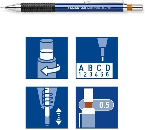 Vista 2 de Staedtler Mars 775 05 - Lápiz mecánico retráctil de micro precisión para escribir, dibujar, dibujo de ingeniería, plomo de 0.020 in, 775 05