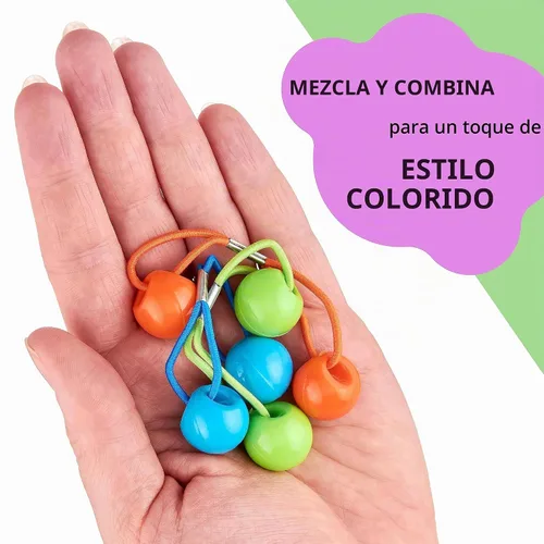 Vista 4 de Colección de 20 piezas de coleteros, bolas de cola de caballo, gomas elásticas, cuentas de pelo de 18 mm redondas, opacas, multicolores, dobles 59.1