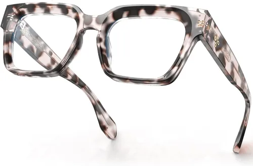 Vista 14 de VISOONE Fashion Computer Glasses with Wire Core Temples Colorado Clear Lens Lightweight TR90 UV400 Square Thick Frame Blue Light Blocking Glasses