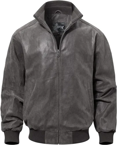 Vista 6 de FLAVOR Chaqueta casual bomber de cuero real para hombre
